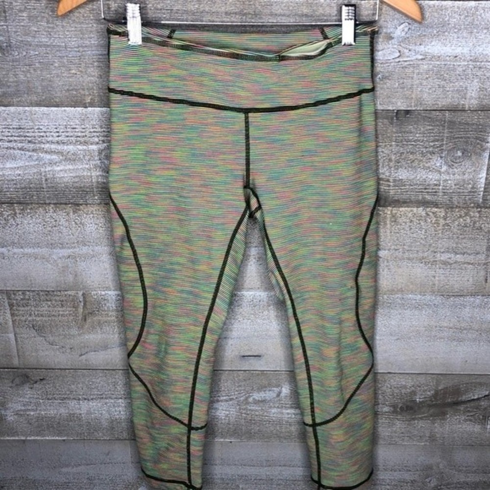 Zella multi color striped cropped workout active athletic leggings